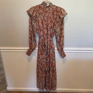 Floral High Neck Rust Dress
